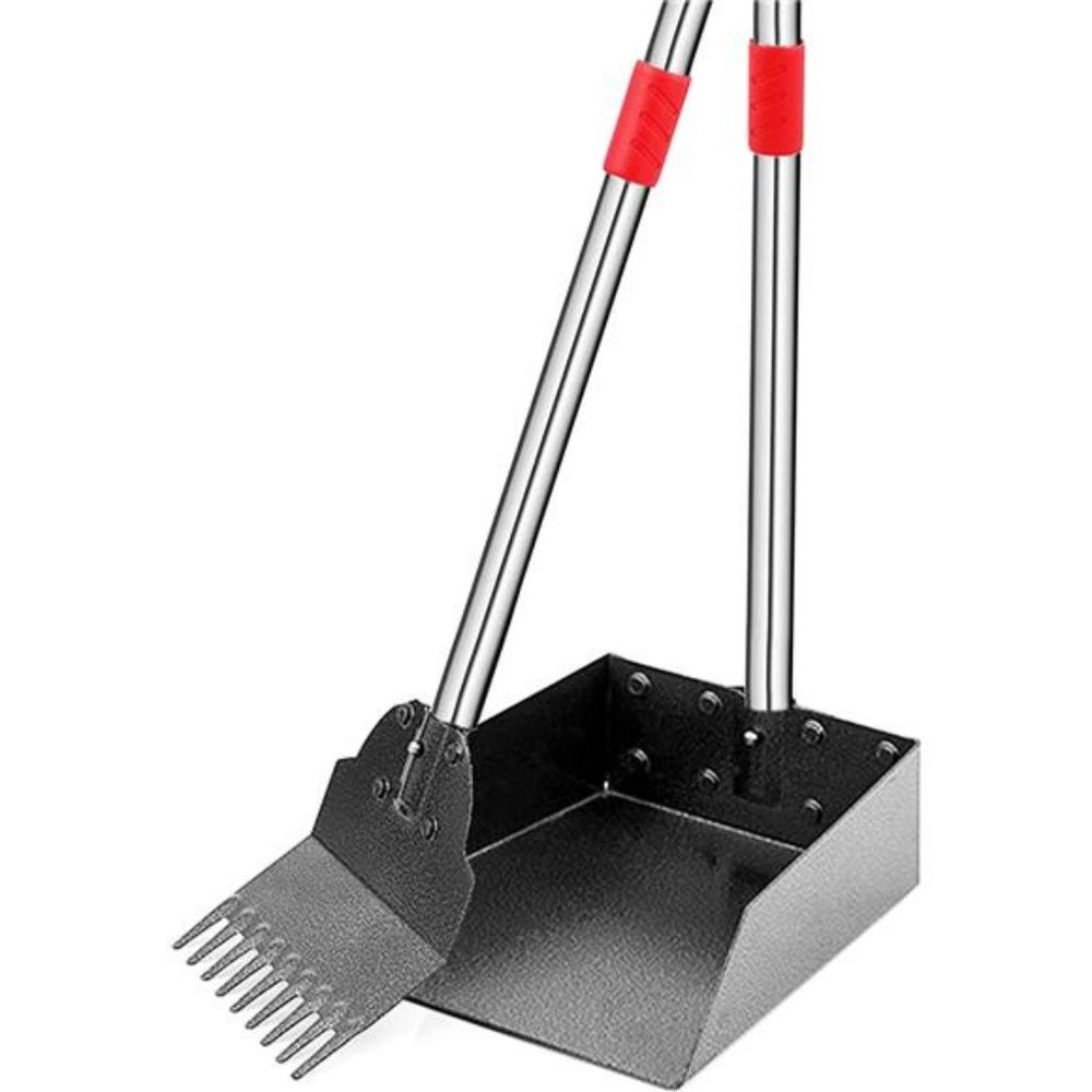 Large Dogs, 2 In 1 Dog Pooper Scooper, Tray, Rake-Shovel Metal Pooper Scooper
